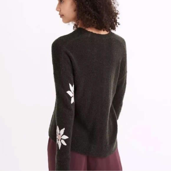 Madewell Floral pullover sweater in Marled Ivy color. - Picture 4 of 10
